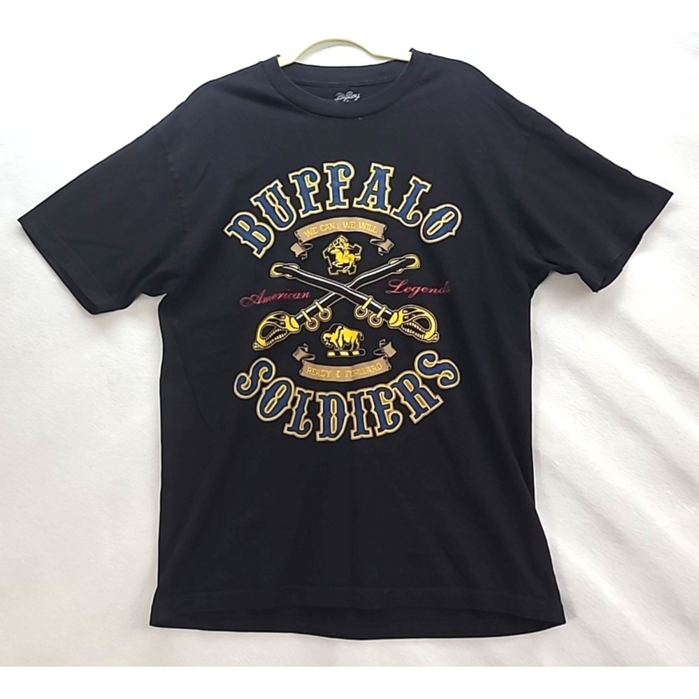 Big Boy Headgear Buffalo Soldiers 9th Cavalry T-shirt 100% Cotton Sz Lg USA made